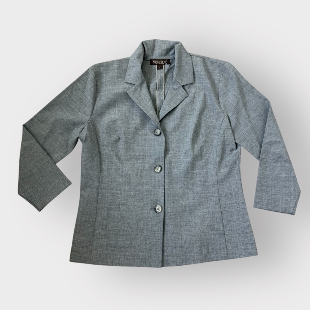 Vintage Karen Kane Gray Blazer Button Down Blouse - Office Wear Professional